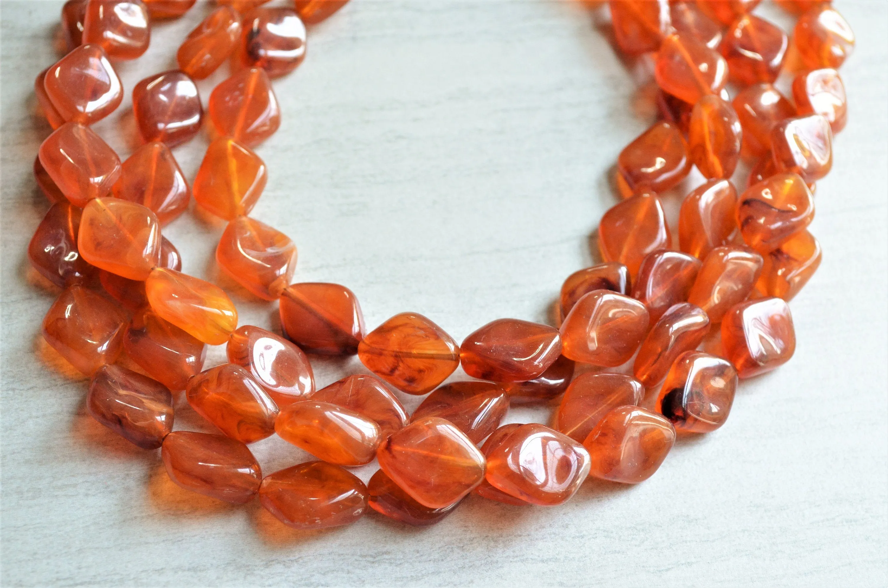 Tortoise Shell Acrylic Lucite Brown Chunky Lucite Statement Necklace -  Aurora