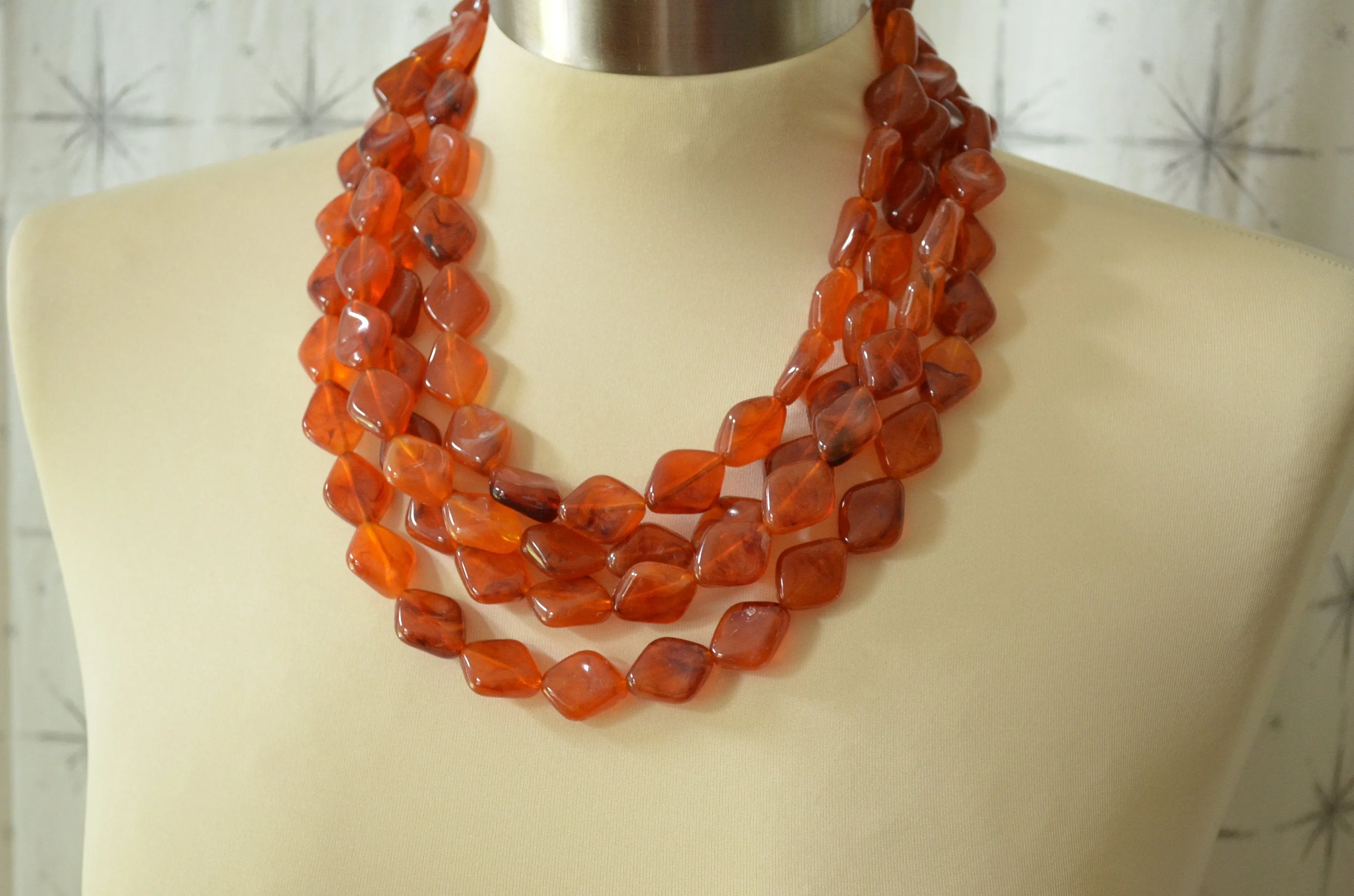 Tortoise Shell Acrylic Lucite Brown Chunky Lucite Statement Necklace -  Aurora