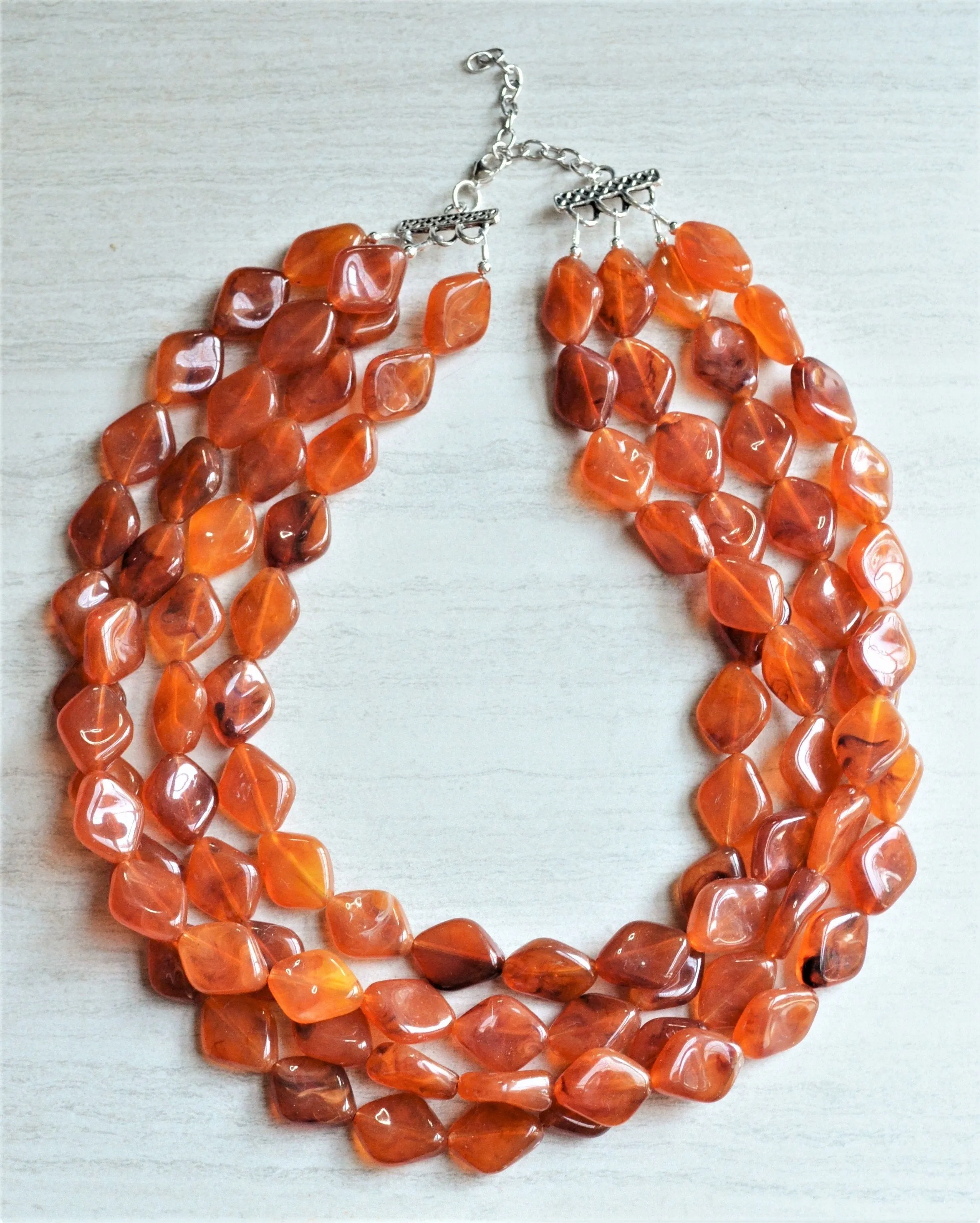 Tortoise Shell Acrylic Lucite Brown Chunky Lucite Statement Necklace -  Aurora