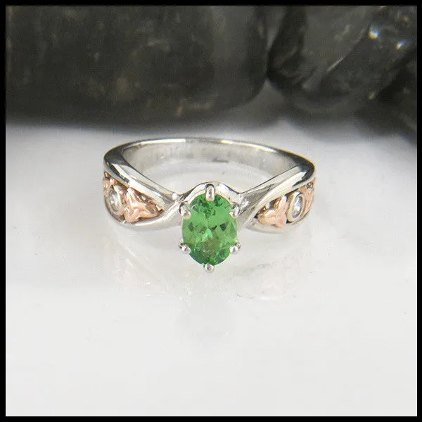 Trinity Twist Green Tsavorite Ring