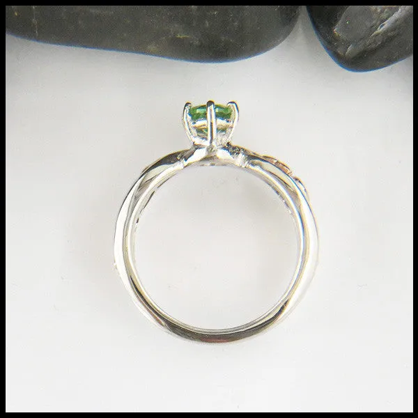 Trinity Twist Green Tsavorite Ring