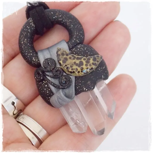 Triple Quartz Polymer Clay Pendant