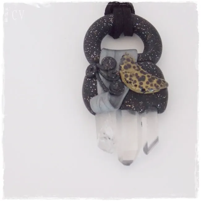 Triple Quartz Polymer Clay Pendant