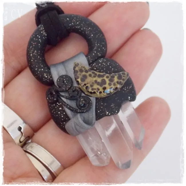 Triple Quartz Polymer Clay Pendant