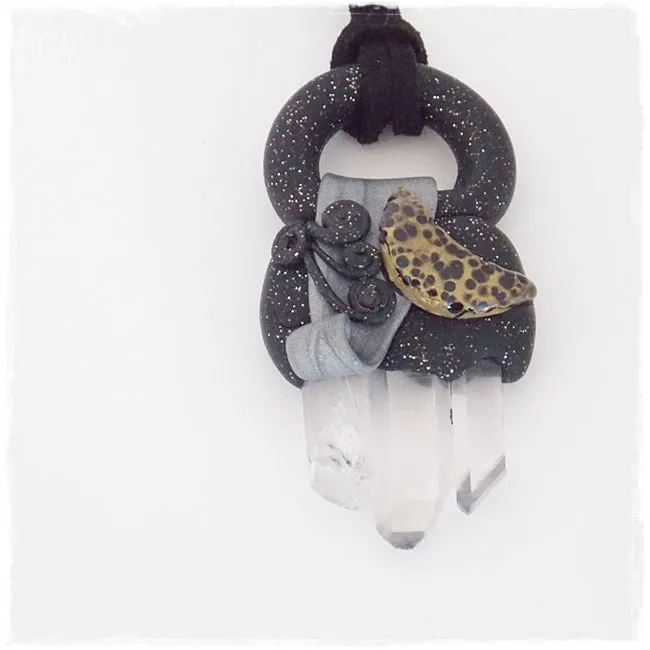 Triple Quartz Polymer Clay Pendant