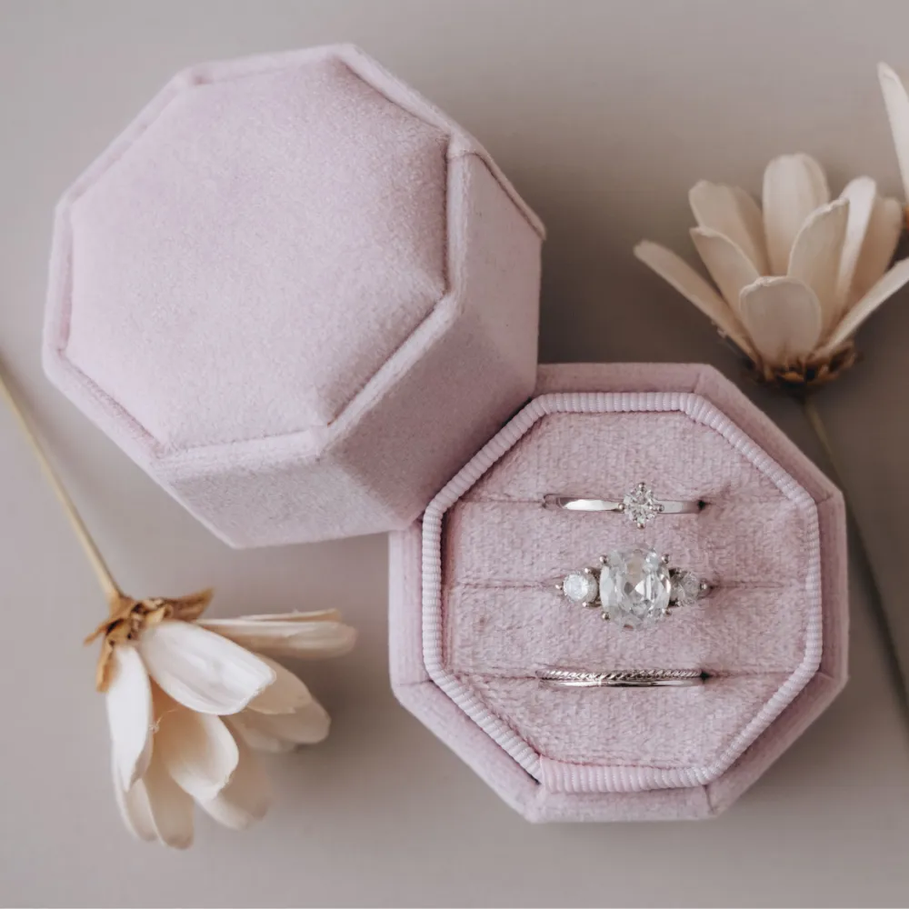 Triple Slot Velvet Ring Holder in Gold Foil Only