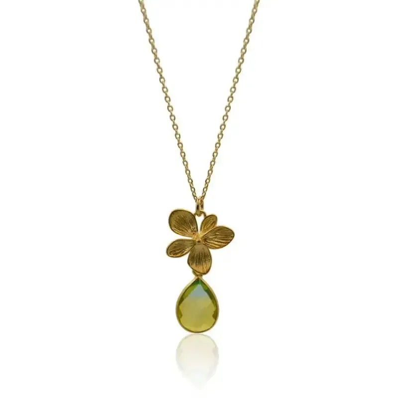 Tropical Aura Single Bloom Plumeria Gold Necklace