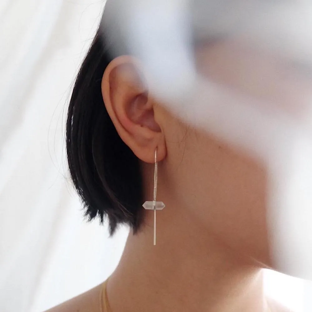 Unity Silver Earrings with Double-Terminated Clear Quartz Crystal