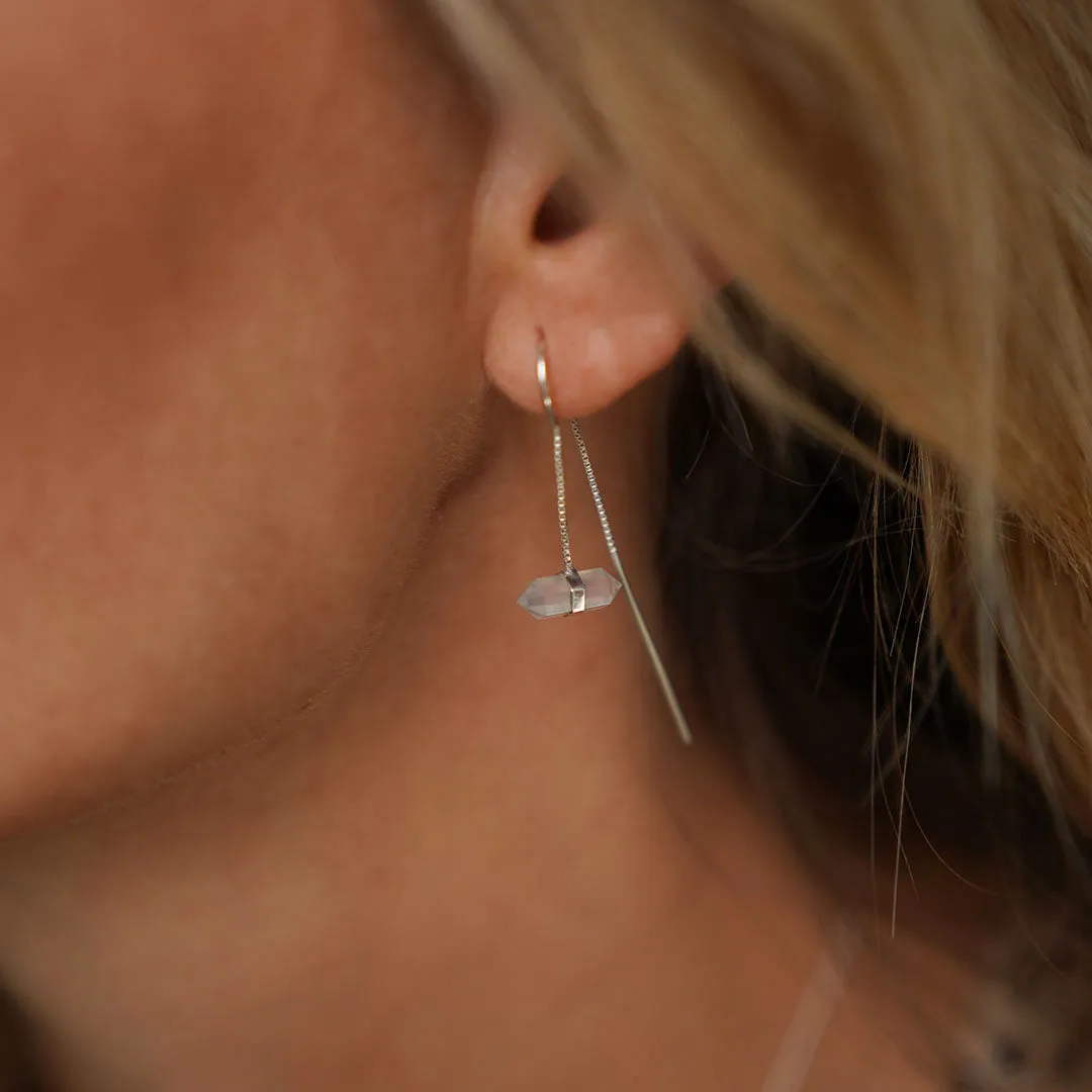 Unity Silver Earrings with Double-Terminated Clear Quartz Crystal