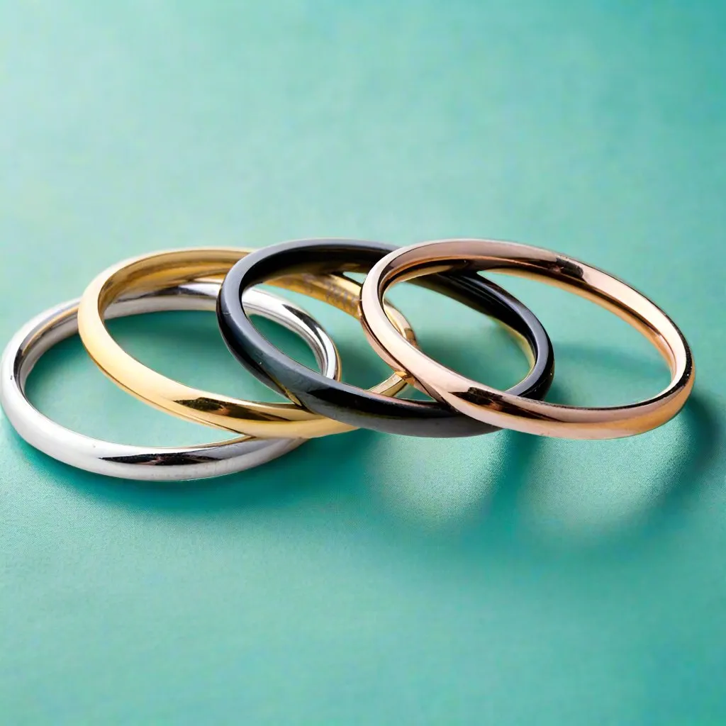 Versatile 2mm Titanium Gold Plated Band Ring for Women & Men – Stackable in 4 Colors, Minimalist Design