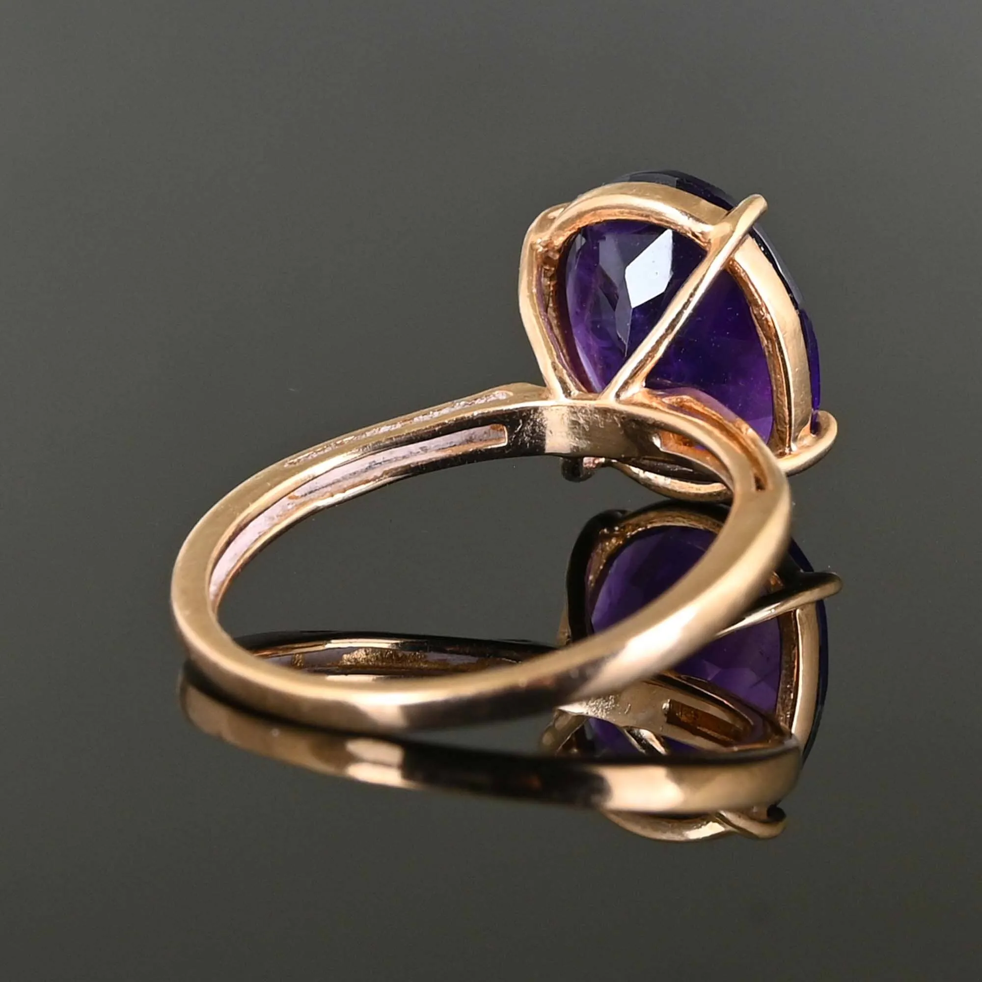 Vintage Rose Gold Amethyst Solitaire Ring