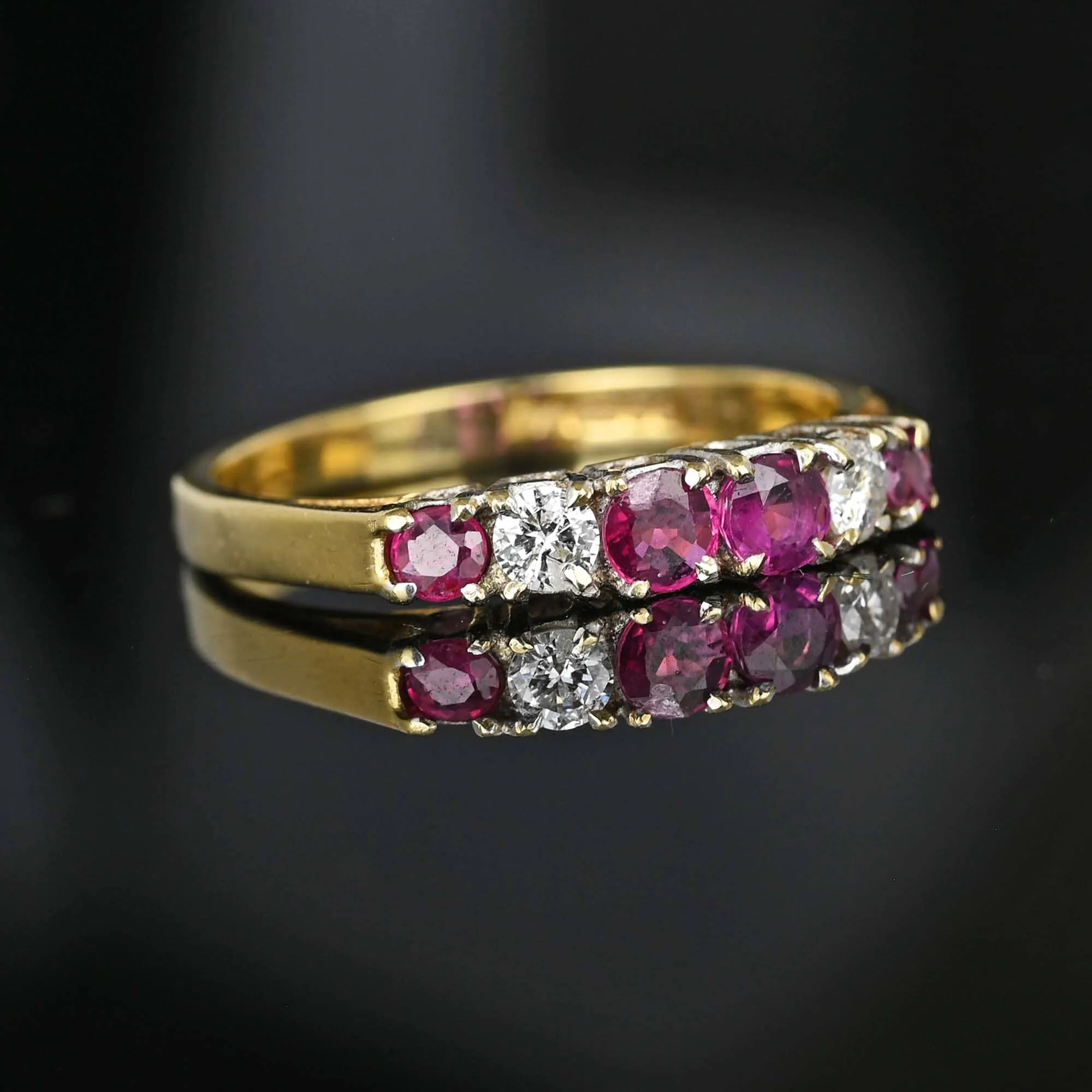 Vintage Ruby Diamond Band Ring in Gold