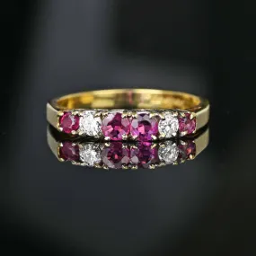 Vintage Ruby Diamond Band Ring in Gold