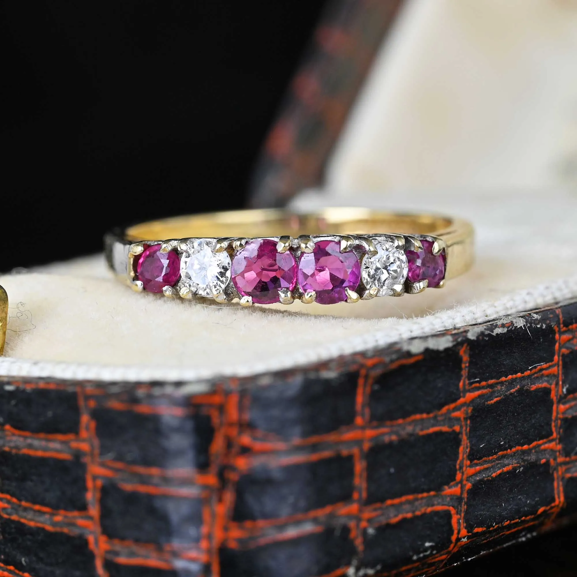 Vintage Ruby Diamond Band Ring in Gold