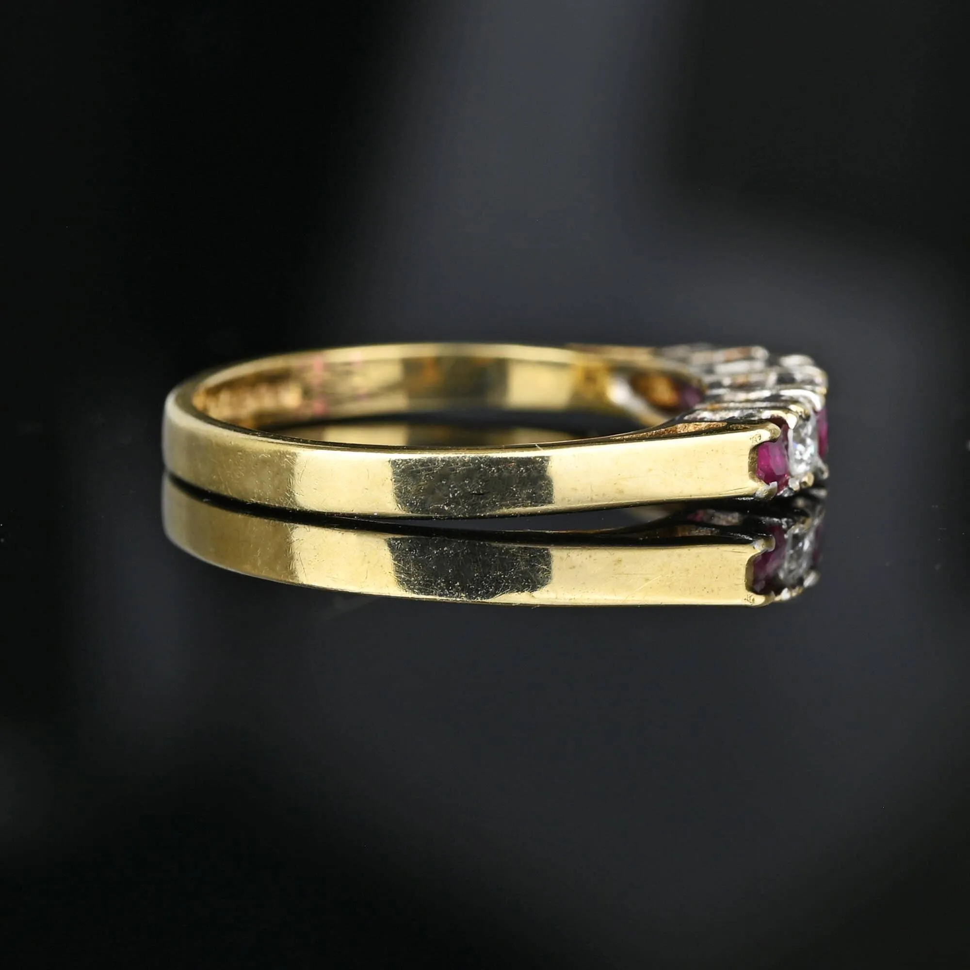 Vintage Ruby Diamond Band Ring in Gold