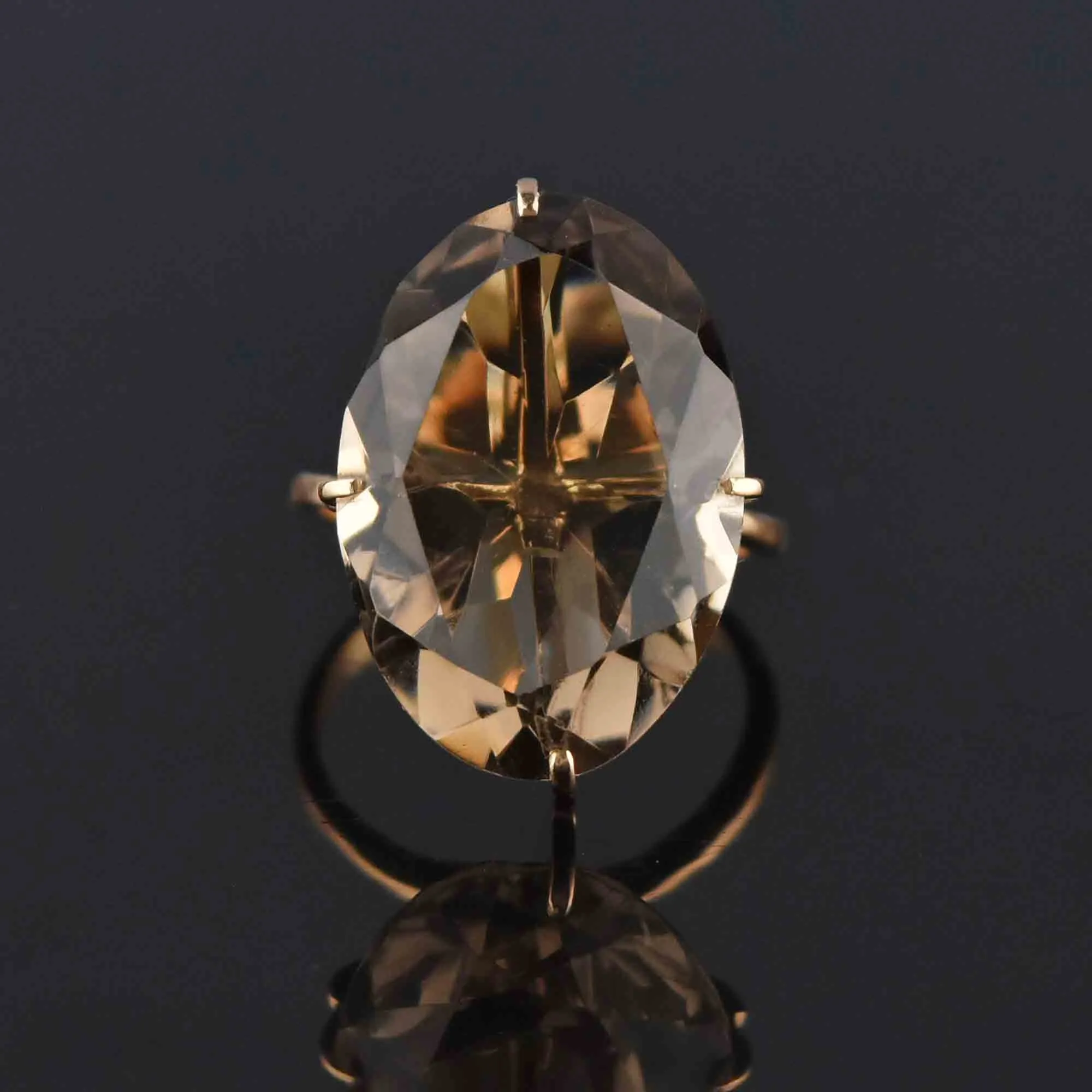 Vintage Smoky Quartz Ring in 14K Gold 10.5 CTW