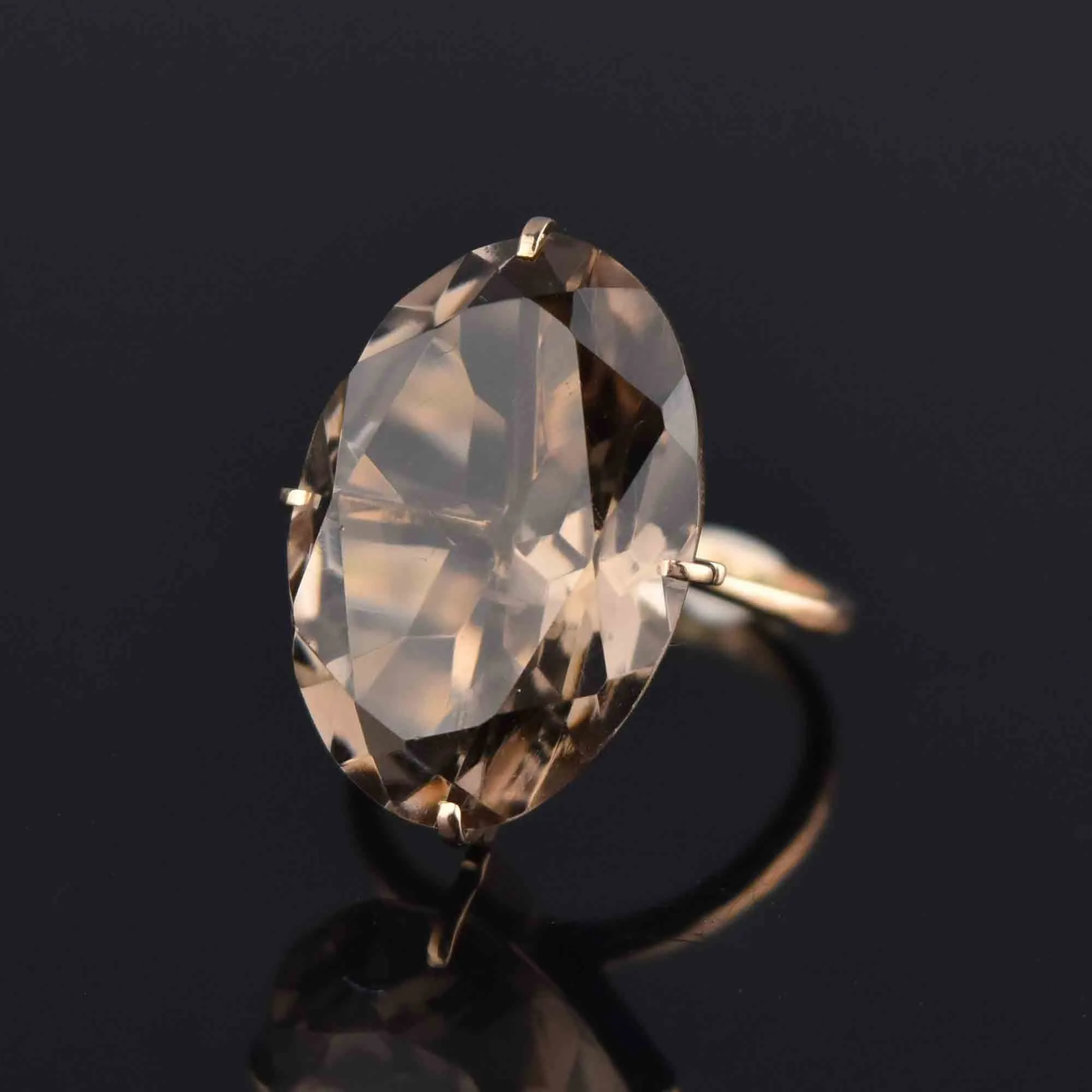 Vintage Smoky Quartz Ring in 14K Gold 10.5 CTW