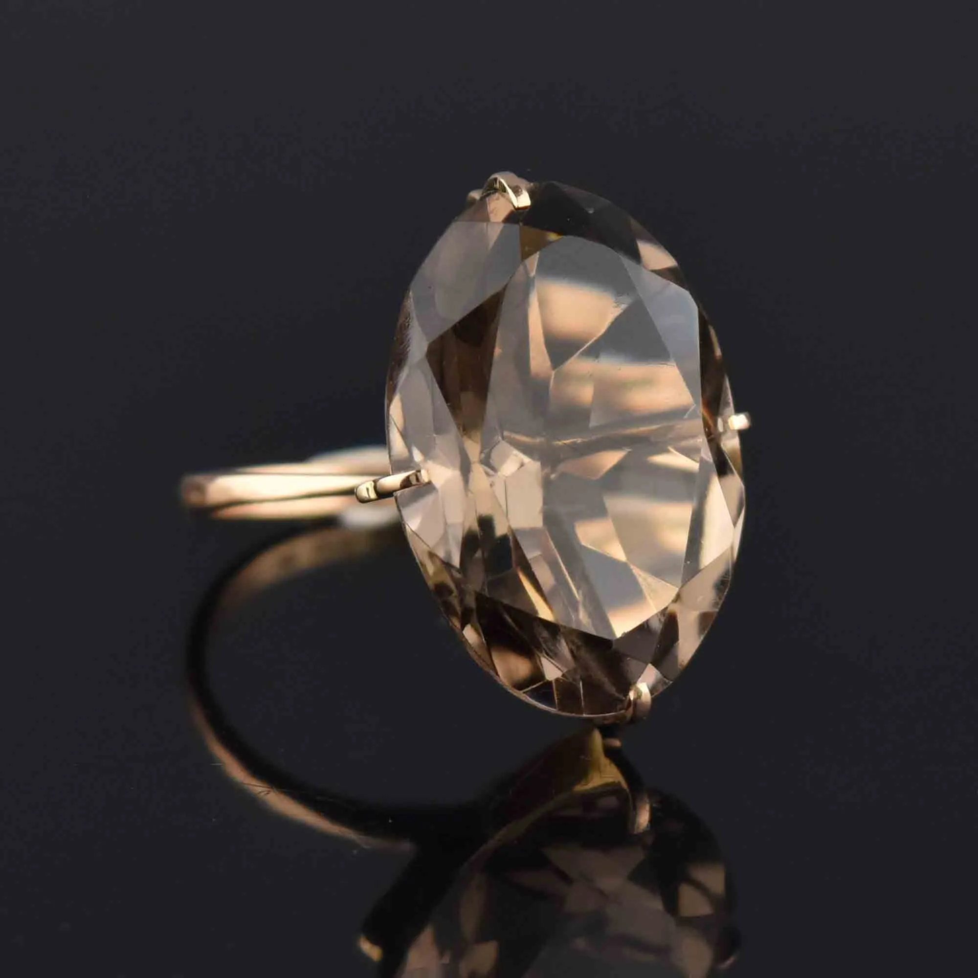 Vintage Smoky Quartz Ring in 14K Gold 10.5 CTW