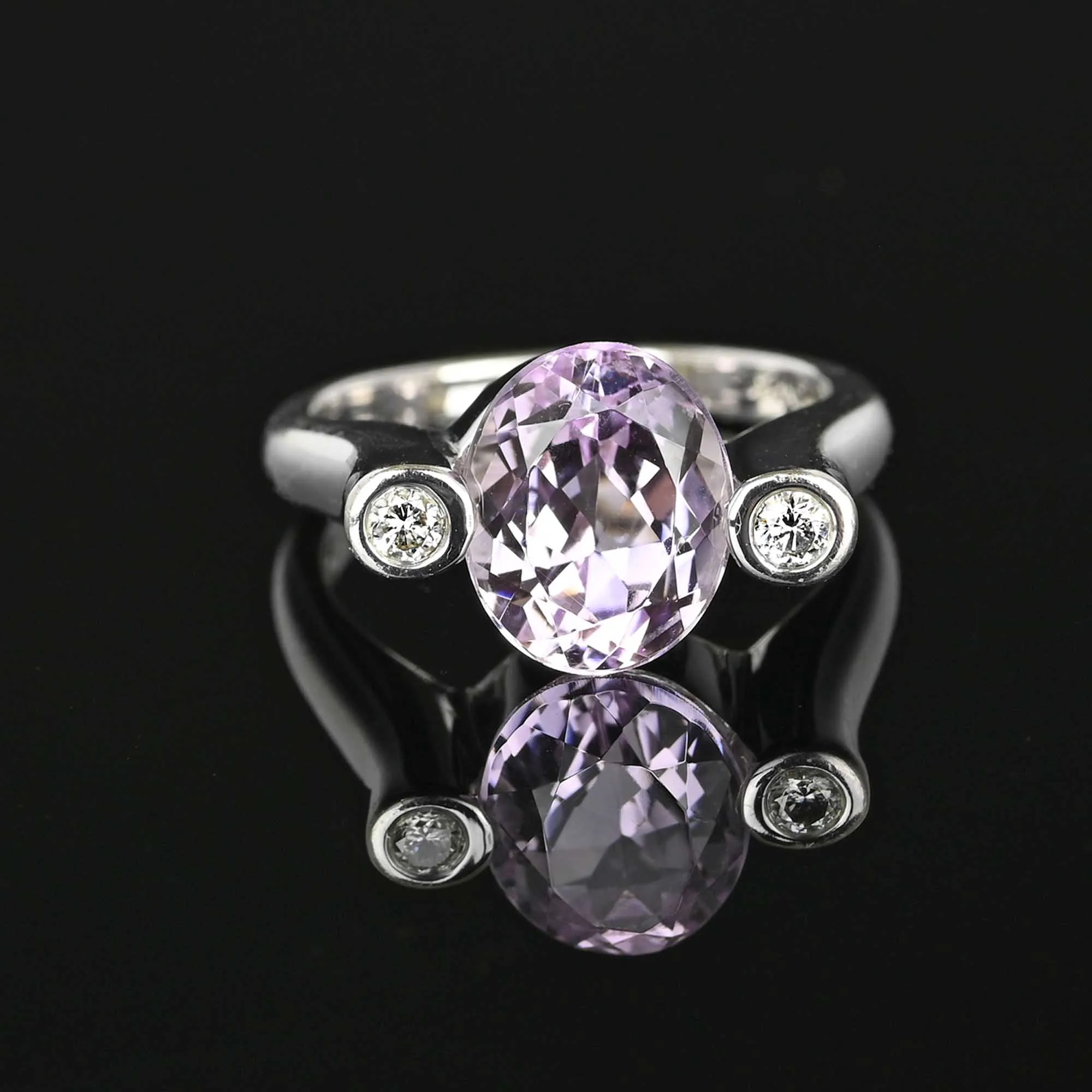 Vintage Sonia Bitton Diamond Kunzite Ring in 14K White Gold