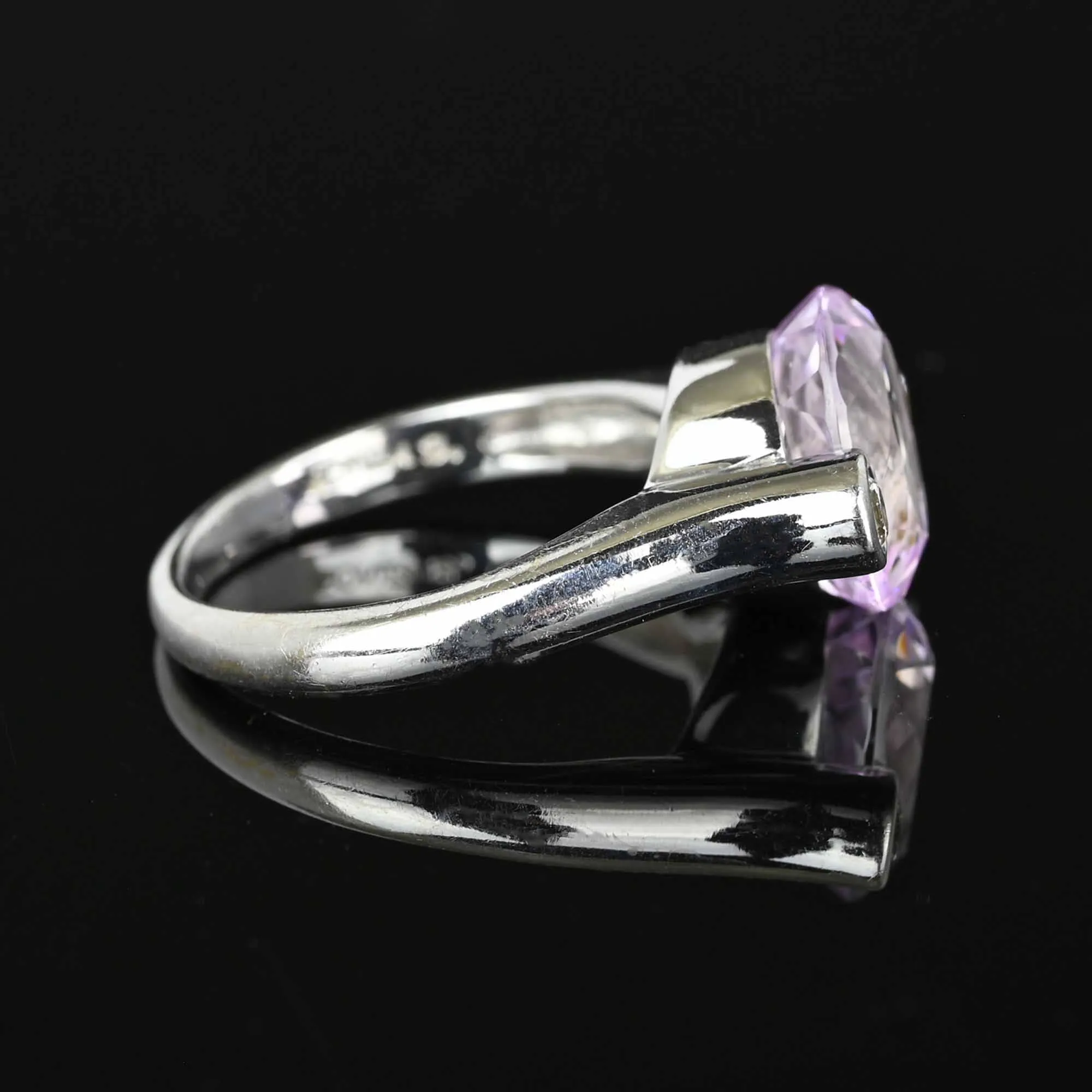 Vintage Sonia Bitton Diamond Kunzite Ring in 14K White Gold