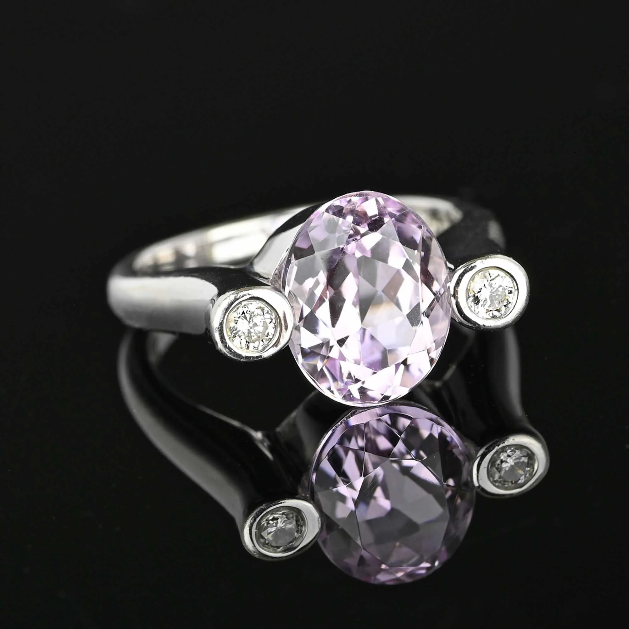 Vintage Sonia Bitton Diamond Kunzite Ring in 14K White Gold