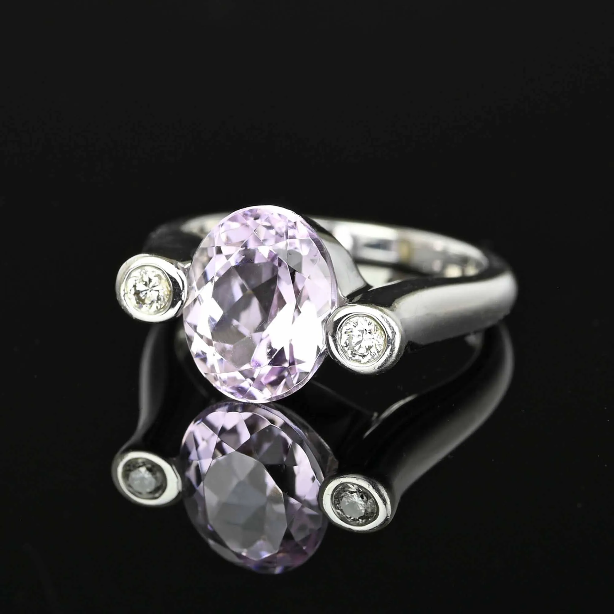 Vintage Sonia Bitton Diamond Kunzite Ring in 14K White Gold