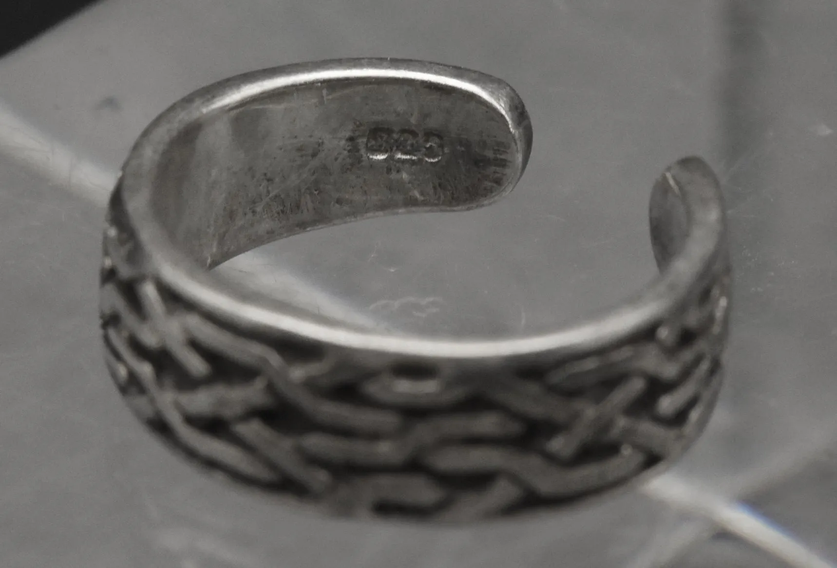 Vintage Sterling Silver Celtic Knot Open Shank Adjustable Toe Ring - Size 3.25 
