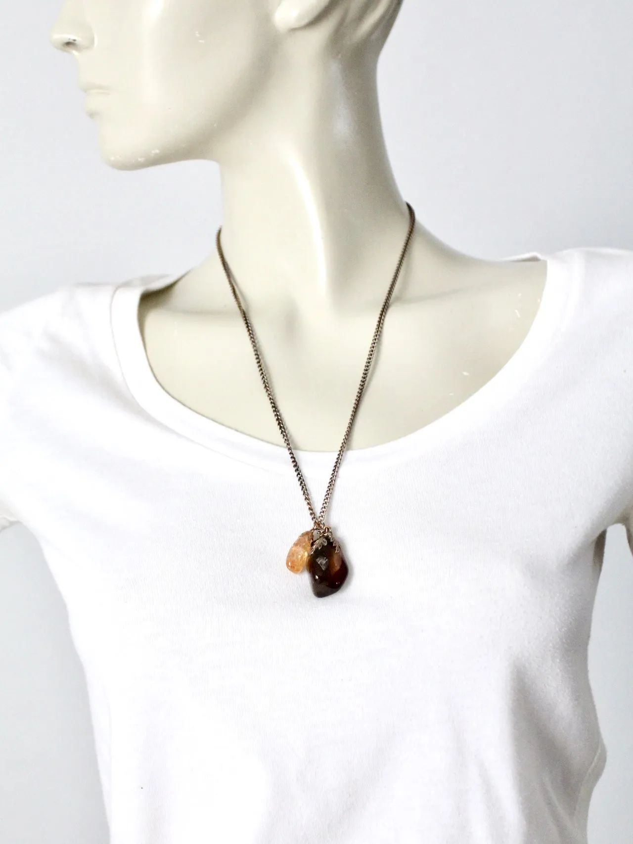 vintage stone pendant necklace