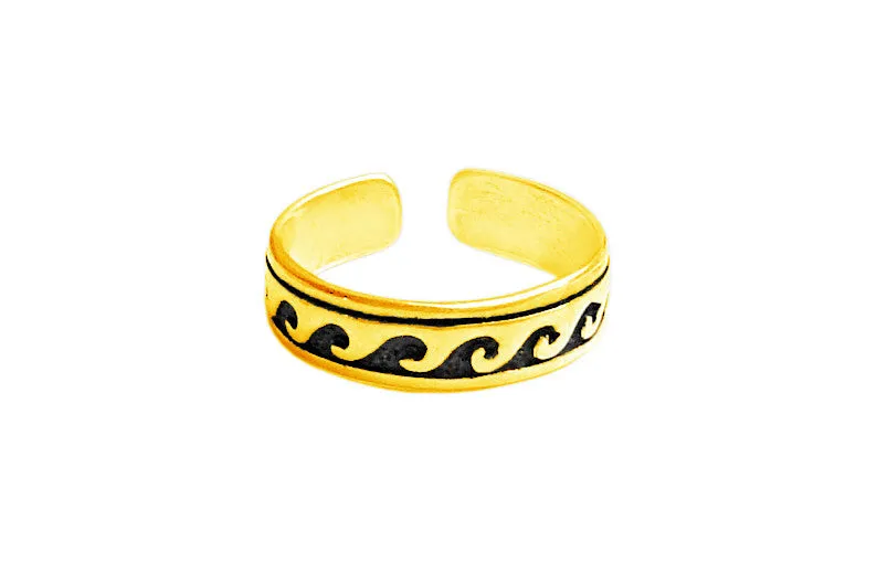 Wave Toe Ring - Gold