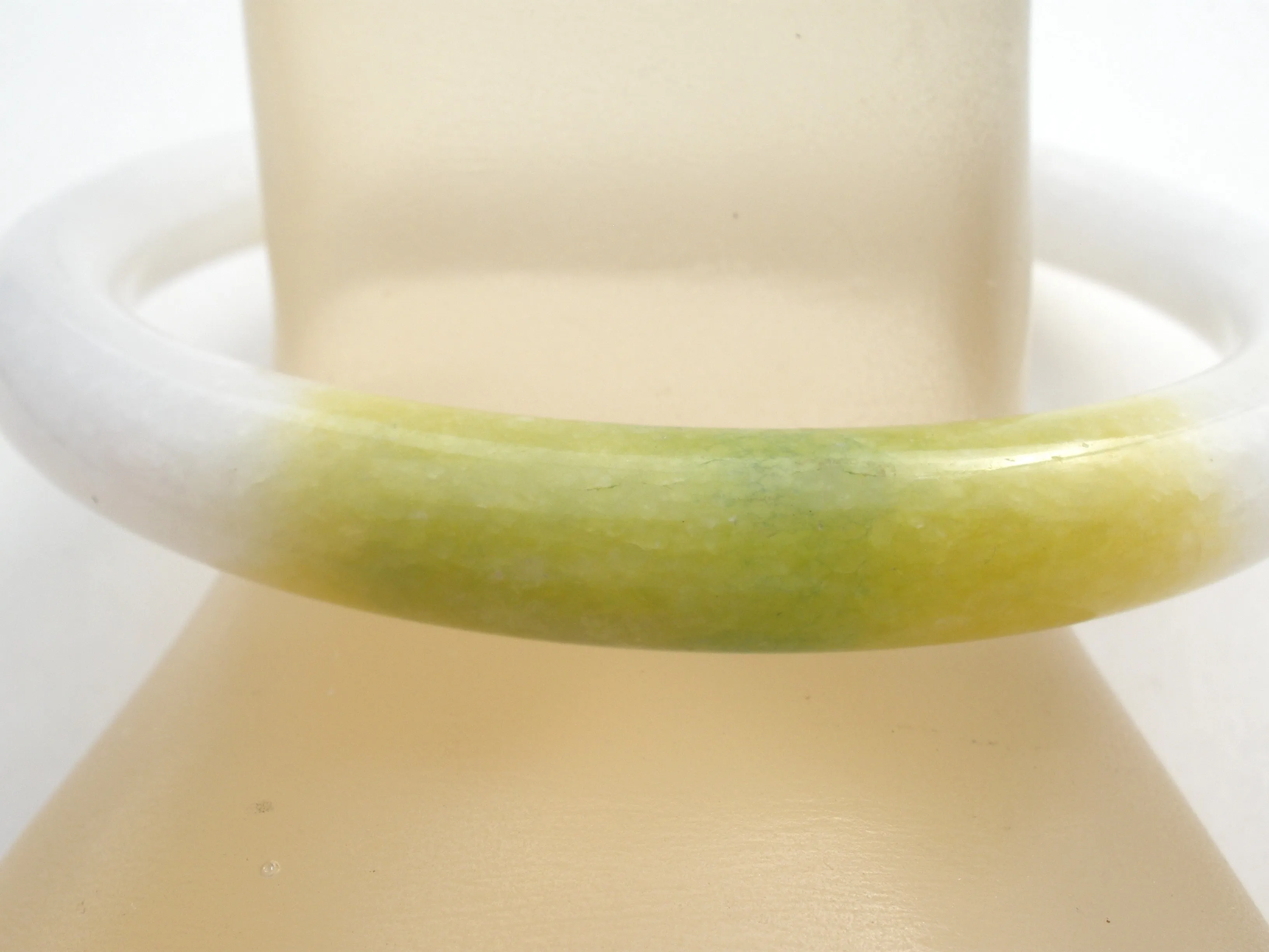 White & Green Jade Bangle Bracelet 9mm