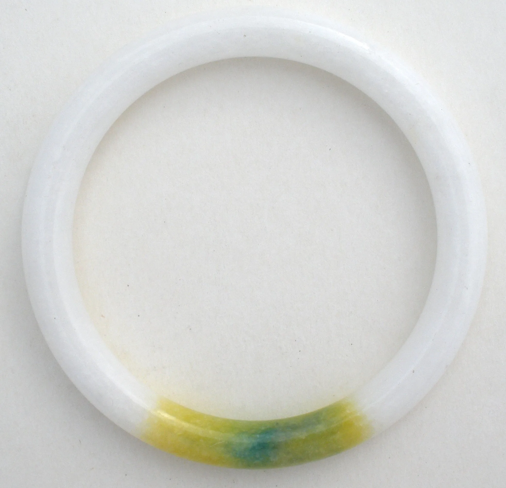 White & Green Jade Bangle Bracelet 9mm