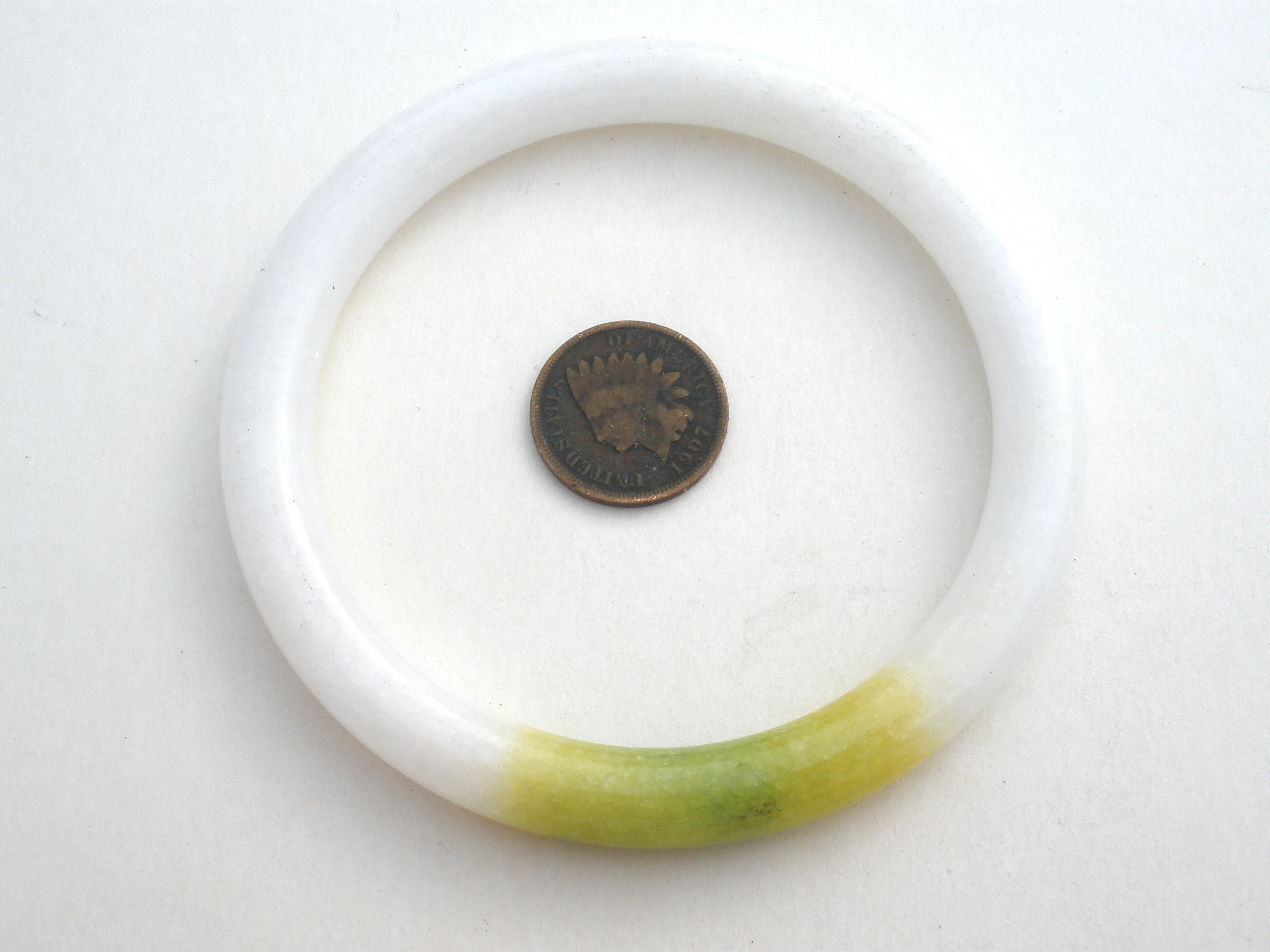 White & Green Jade Bangle Bracelet 9mm