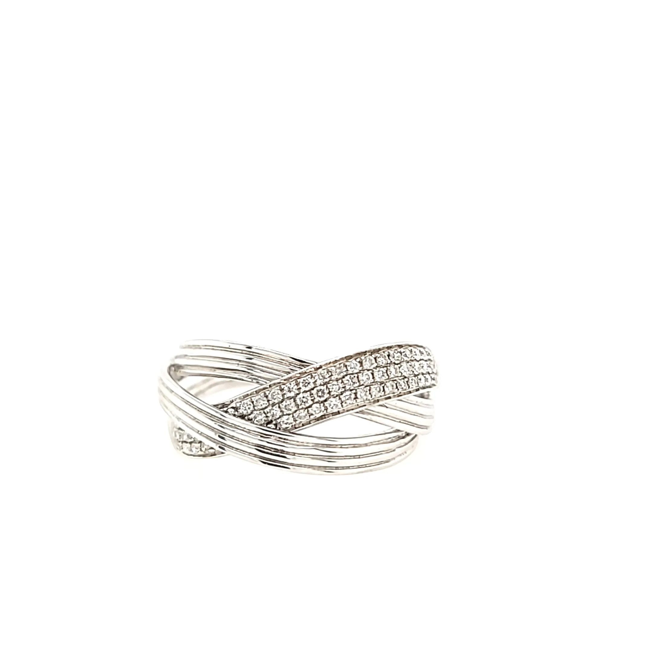 White Gold Diamond Crossover Ring (I1271)