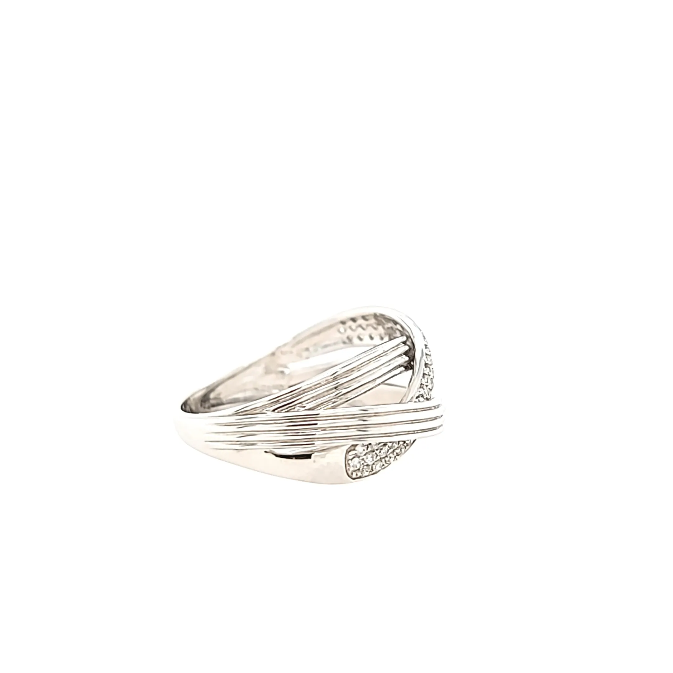White Gold Diamond Crossover Ring (I1271)
