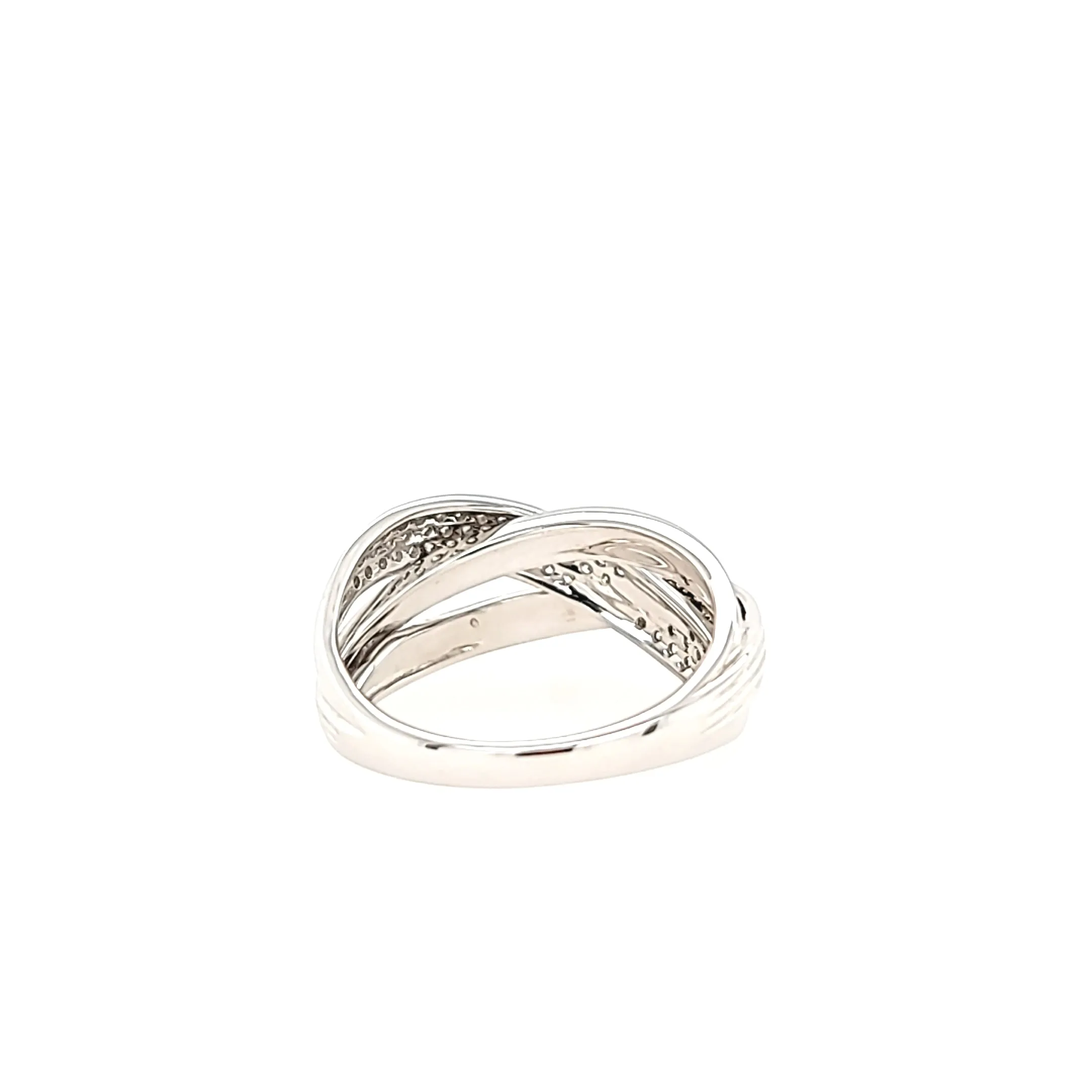 White Gold Diamond Crossover Ring (I1271)
