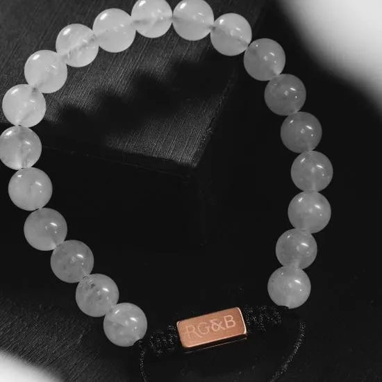 White Jade Bead Bracelet - RoseGold