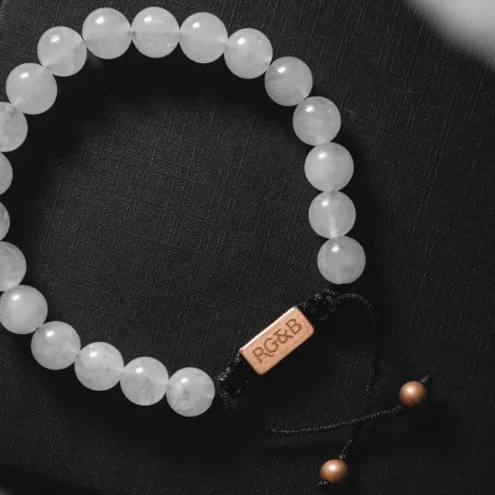 White Jade Bead Bracelet - RoseGold