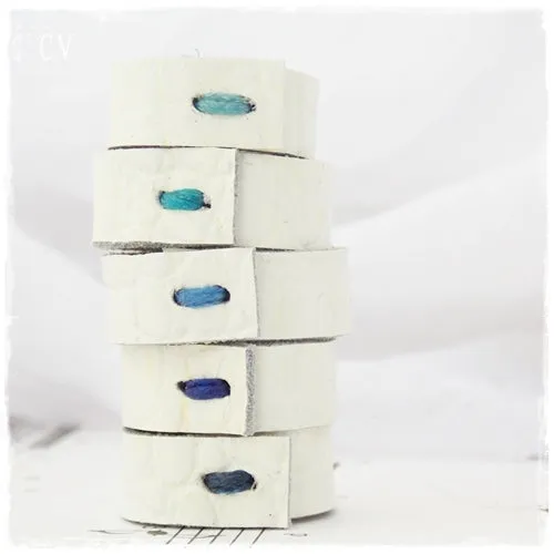 White Leather Band Ring
