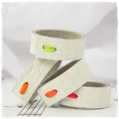 White Leather Band Ring