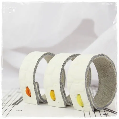 White Leather Band Ring