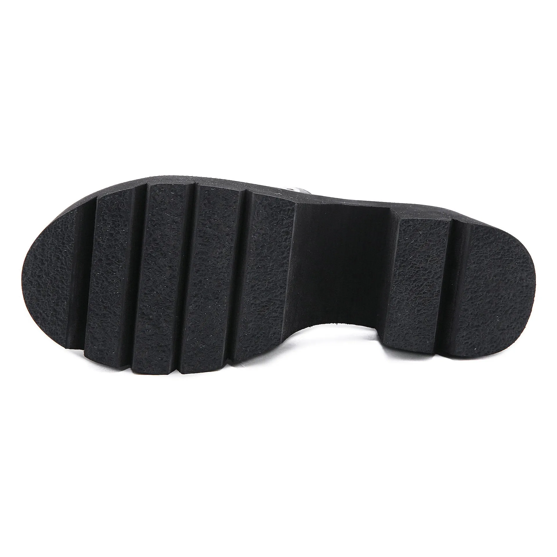 Women hollow studded strap 
chunky platform metal ring 
roman sandals