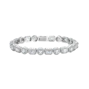 Women's Emerald Cut Mix Clustered Tennis Bracelet - 7mm