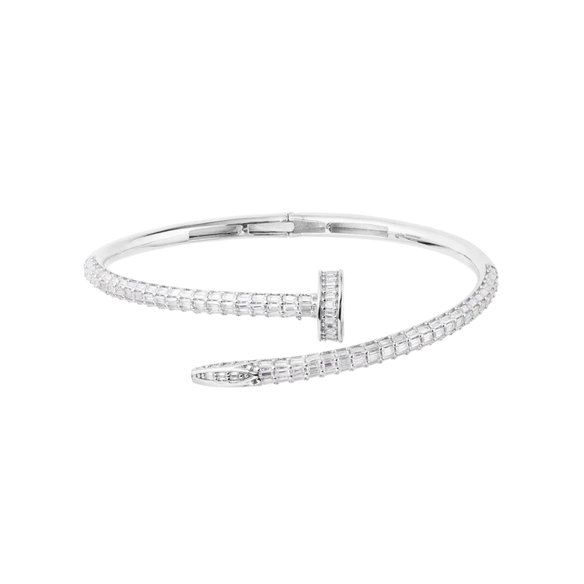 Womens Moissanite Bangle Nail Bracelet 925 Sterling Silver Gift New