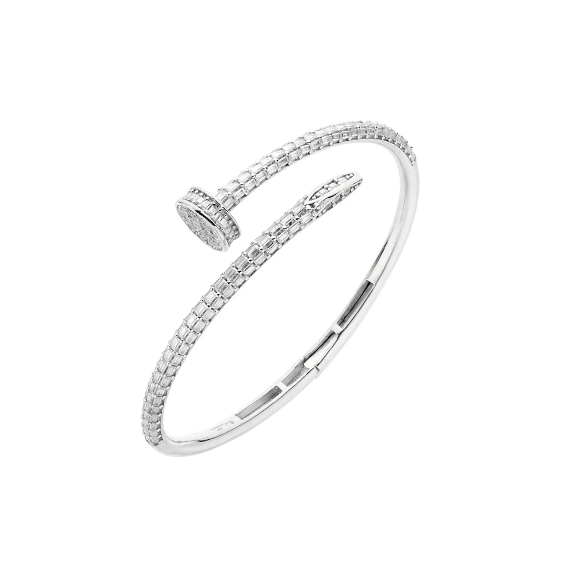 Womens Moissanite Bangle Nail Bracelet 925 Sterling Silver Gift New