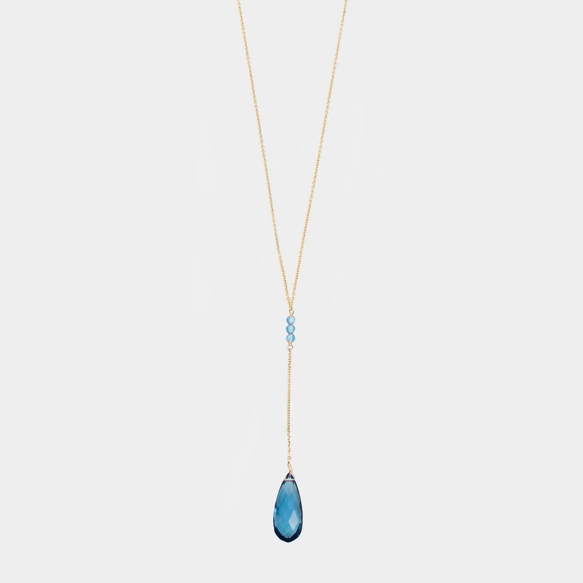 Y Shape Necklace: Blue Quartz