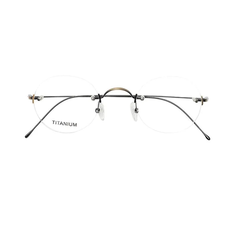 Yujo Men's Rimless Titanium Round Reading Glasses Y003